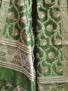 Banarasee Salwar Kameez Cotton Silk Resham Buti Woven Fabric-Olive Green