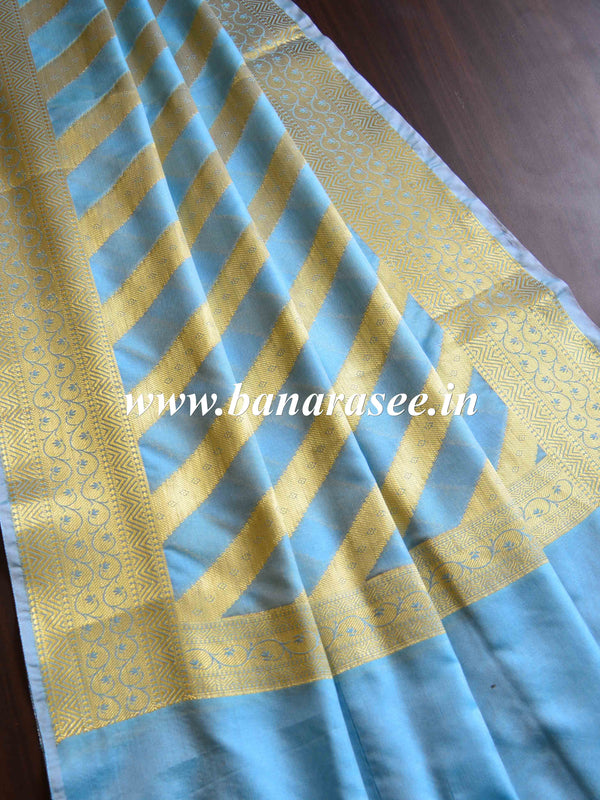 Banarasee Art Silk Dupatta Stripes Design-Light Blue