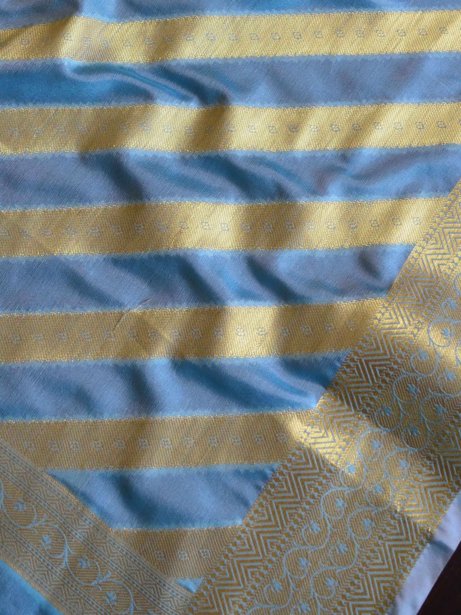 Banarasee Art Silk Dupatta Stripes Design-Light Blue