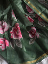 Banarasee Chanderi Handpainted Saree-Green