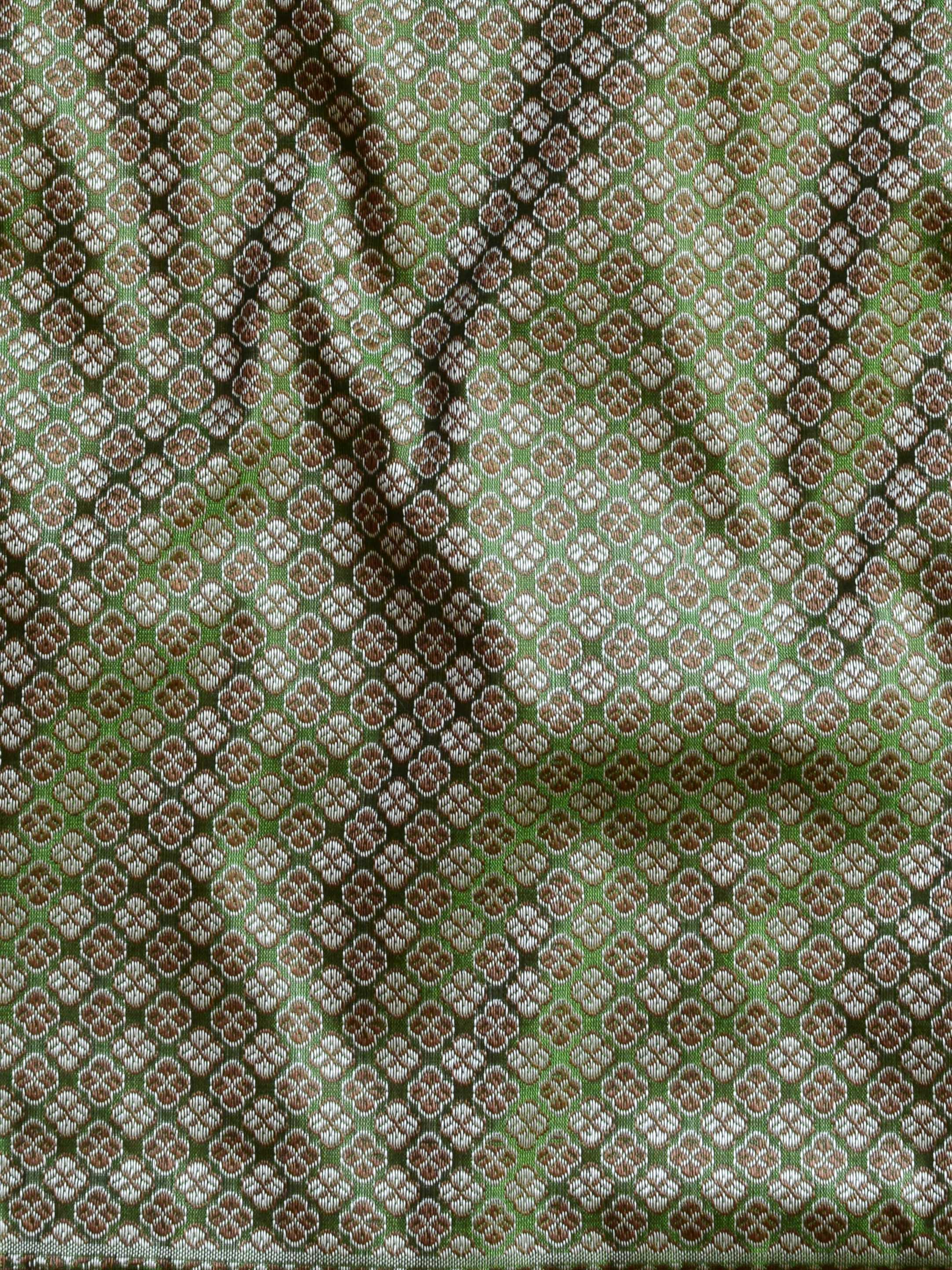 Banarasee Salwar Kameez Cotton Silk Resham Buti Woven Fabric-Olive Green