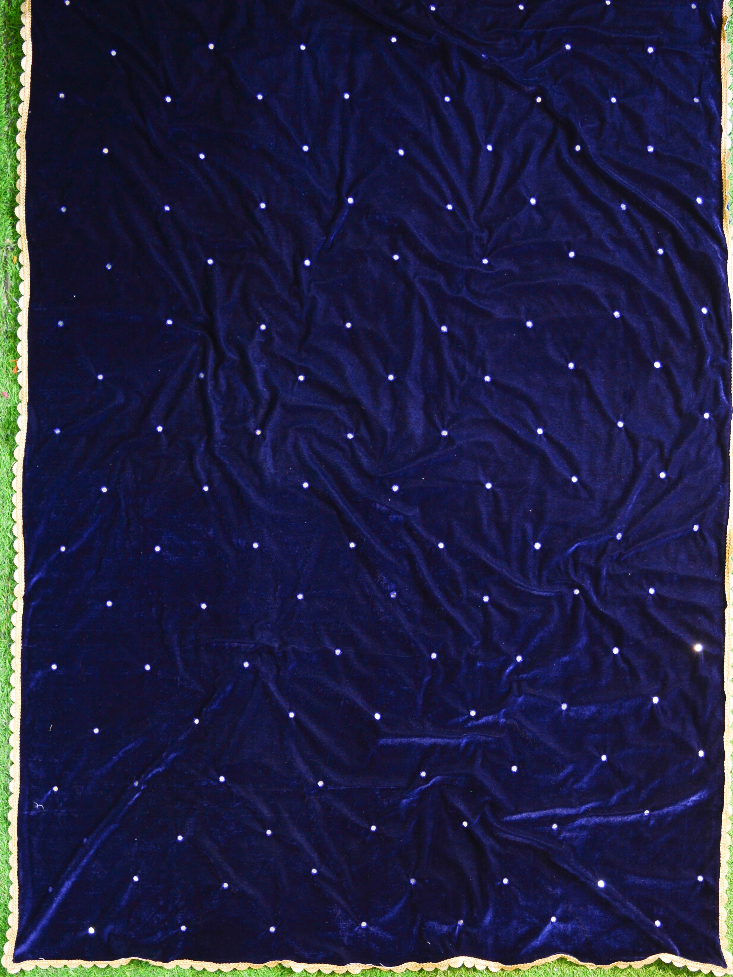 Banarasee Semi Silk Salwar Kameez Fabric With Velvet Gotapatti Dupatta-Pink & Blue