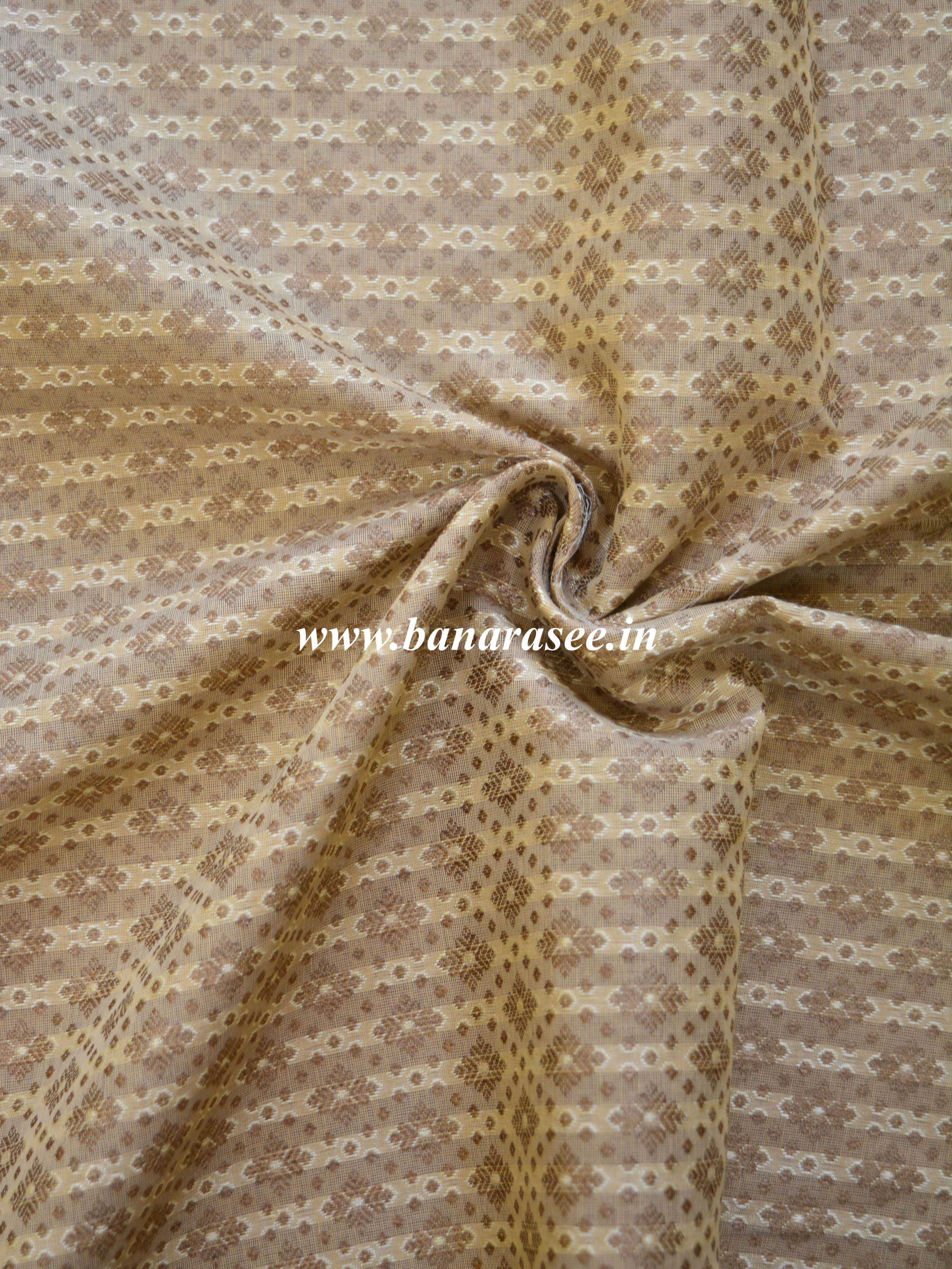 Banarasee Salwar Kameez Cotton Silk Resham Buti Woven Fabric-Beige