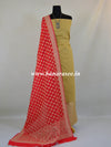 Banarasee Cotton Salwar Kameez With Fabric With Jute Work-Beige With Red