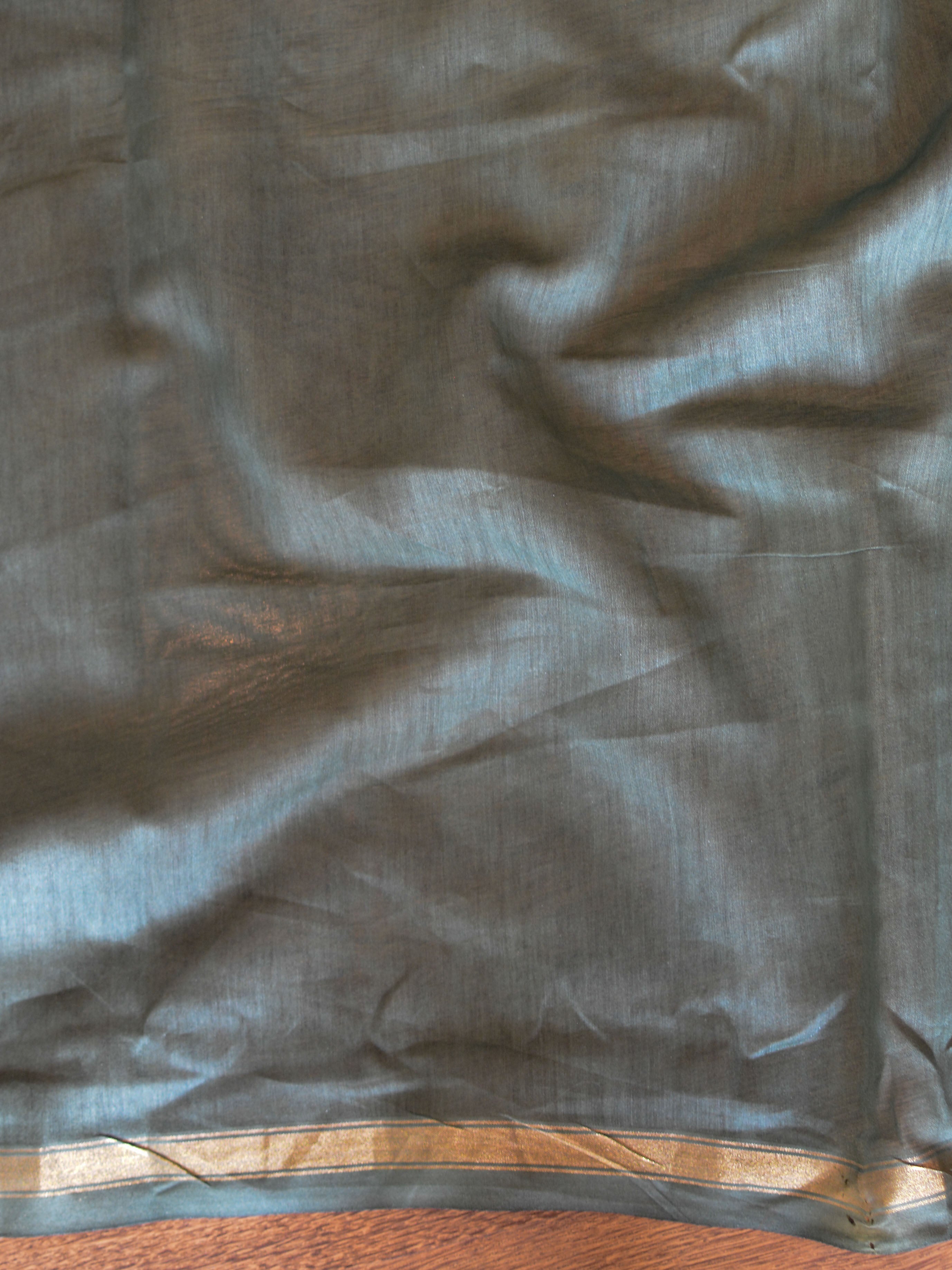 Banarasee Chanderi Handpainted Saree-Green