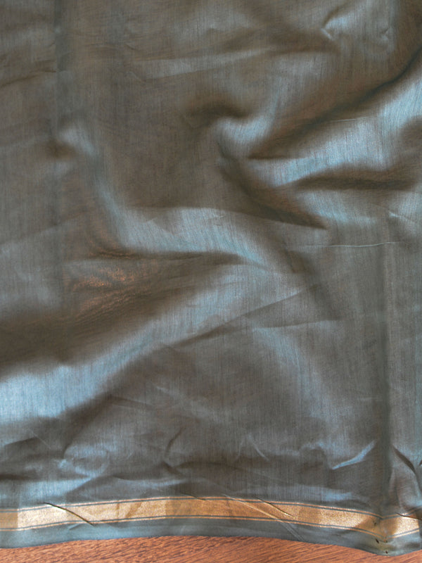 Banarasee Chanderi Handpainted Saree-Green