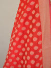 Banarasee Cotton Salwar Kameez With Fabric With Jute Work-Beige With Red