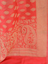Banarasee Cotton Salwar Kameez With Fabric With Jute Work-Beige With Red