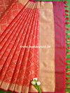 Banarasee Kora Muslin Tanchoi Weave Saree With Jaal Design-Red