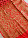Banarasee Faux Georgette Saree With Antique Gold Zari work-Red