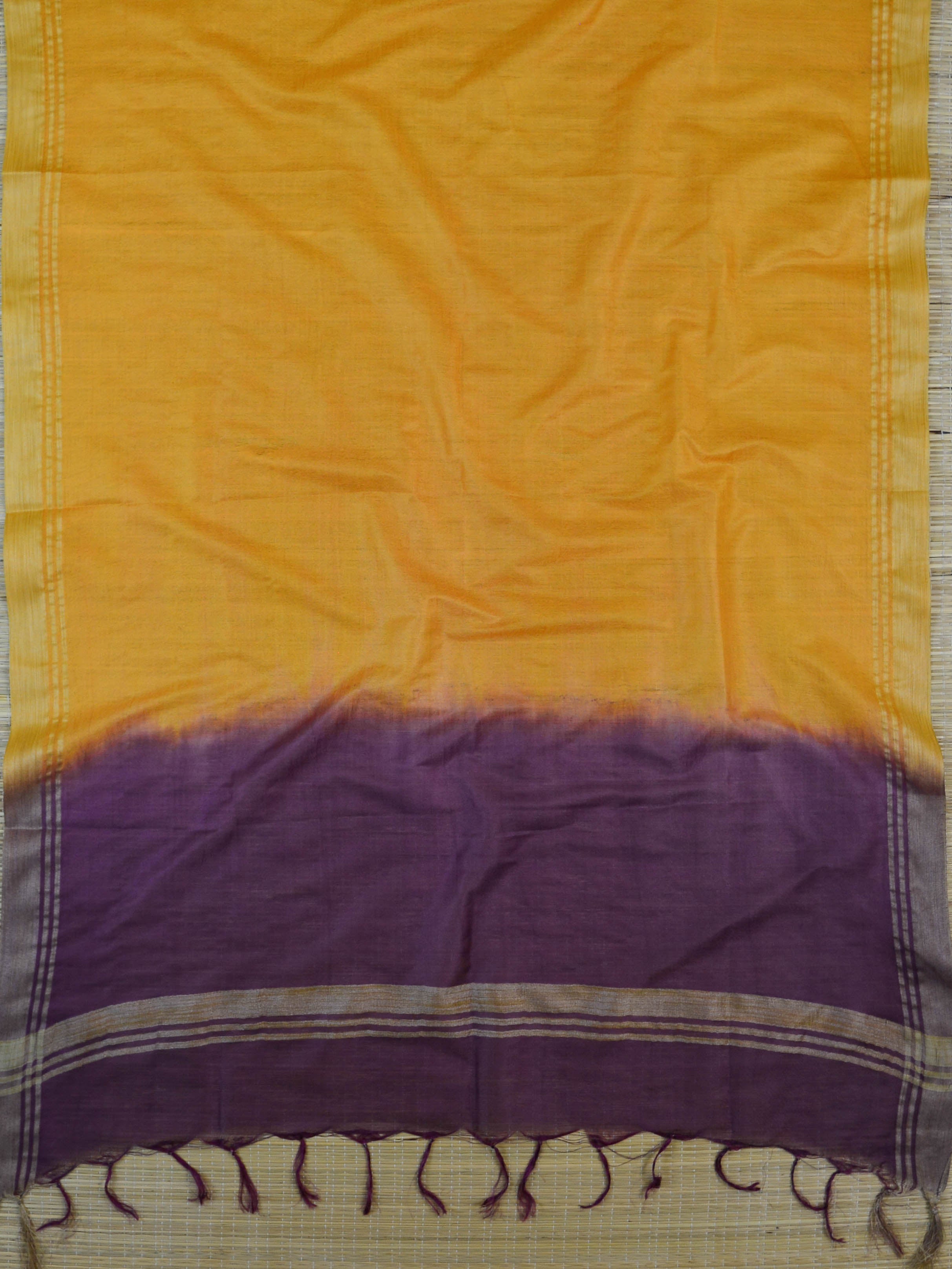 Handloom Silk Cotton Ghichha Woven Salwar Kameez Dupatta Set-Violet & Yellow