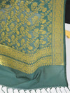 Art Silk Dupatta With Jaal Design-Deep Green