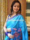 Banarasee Kora Muslin Saree With Buta Design & Skirt Border-Blue