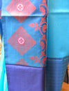 Banarasee Kora Muslin Saree With Buta Design & Skirt Border-Blue