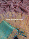 Banarasee Handwoven Semi-Katan Zari Work Saree With Blue Embroidered Blouse-Onion Pink
