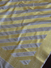 Banarasee Art Silk Dupatta Stripes Design-White