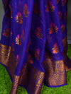 Banarasee Pure Chiffon Saree With Resham & Zari Work-Purple