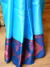 Banarasee Kora Muslin Saree With Buta Design & Skirt Border-Blue