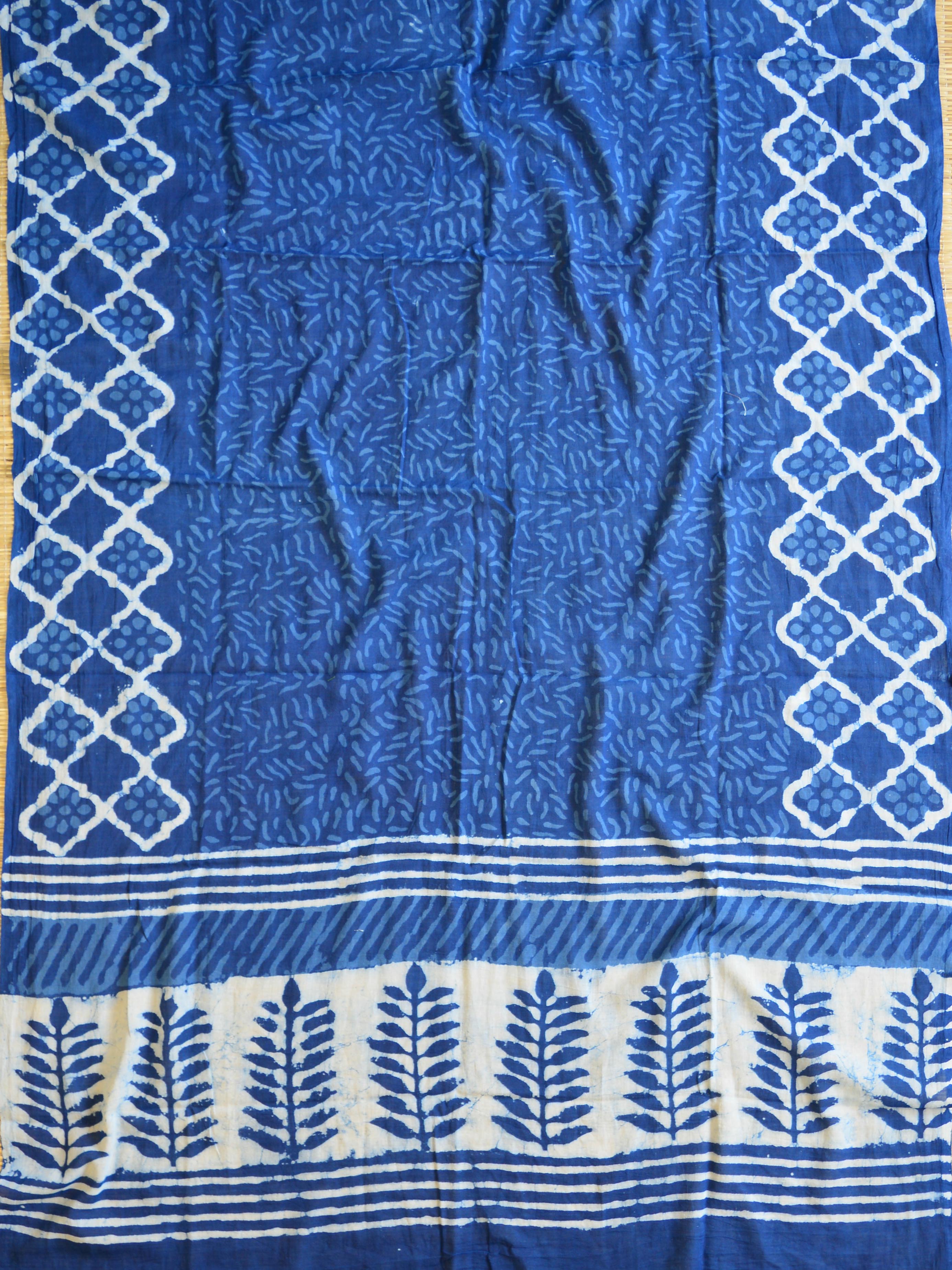 Handloom Mul Cotton Handblock Printed Suit Set-Blue