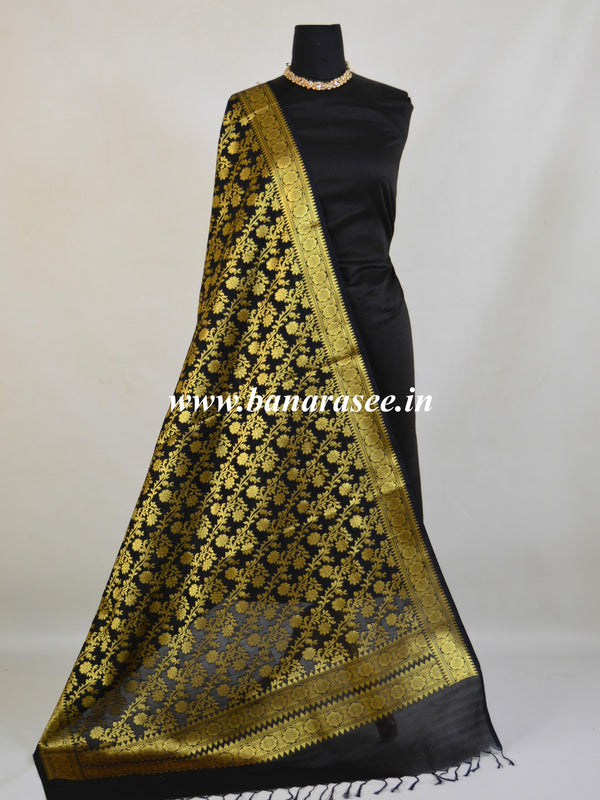 Art Silk Dupatta With Jaal Design-Black