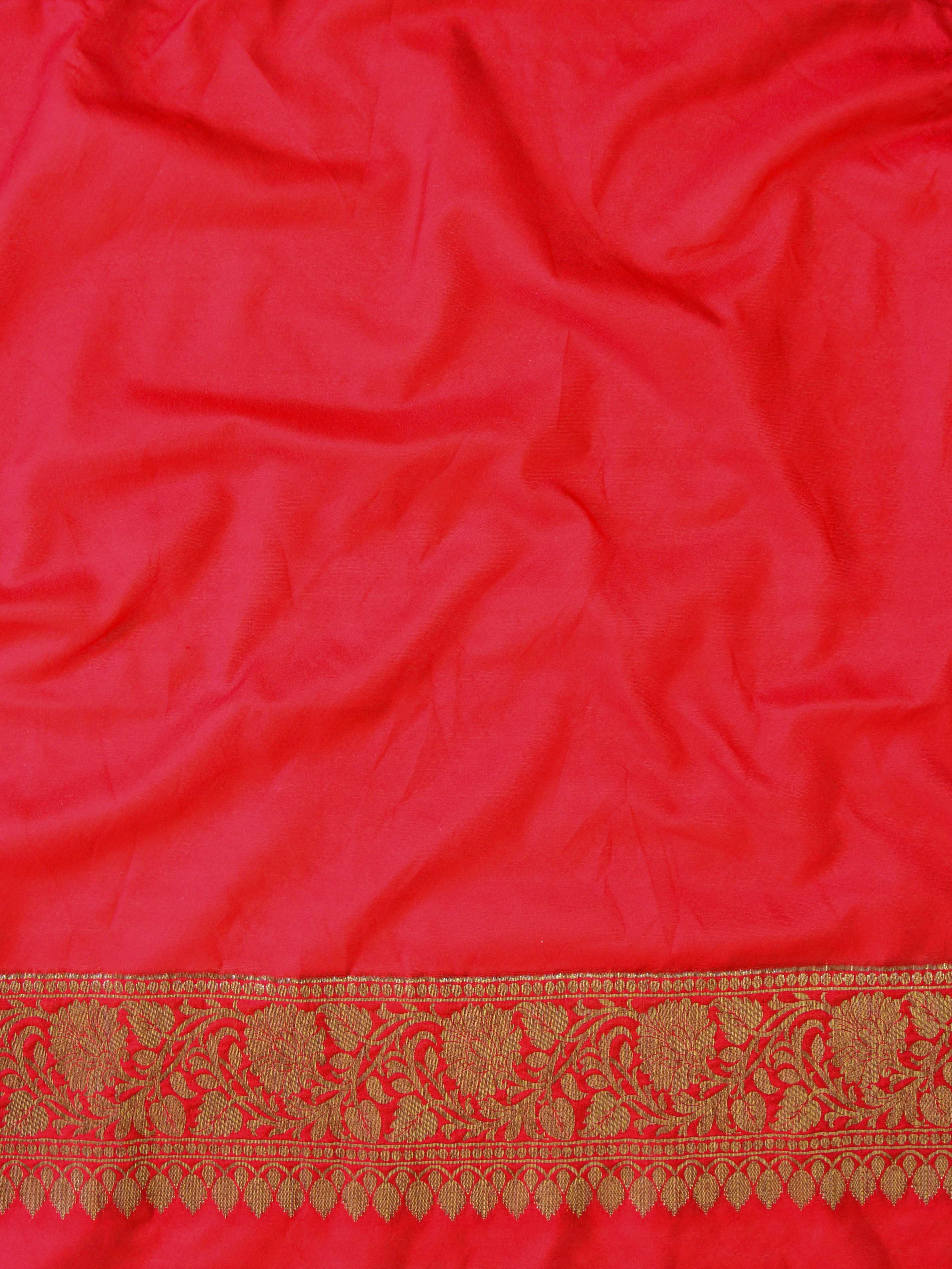 Banarasee Faux Georgette Saree With Antique Gold Zari work-Red