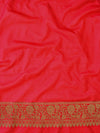 Banarasee Faux Georgette Saree With Antique Gold Zari work-Red