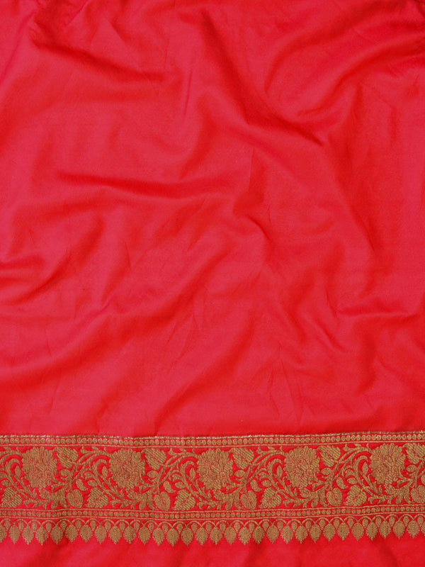 Banarasee Faux Georgette Saree With Antique Gold Zari work-Red