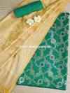 Banarasee Art Silk Salwar Kameez Fabric With Jaal Design Dupatta-Beige & Green