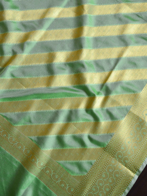 Banarasee Art Silk Dupatta Stripes Design-Light Green