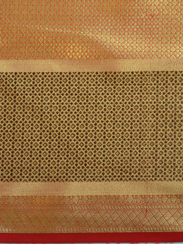 Banarasee Cotton Silk Mix Sari With Zari Border-Rust