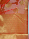 Banarasee Cotton Silk Mix Sari With Zari Border-Rust