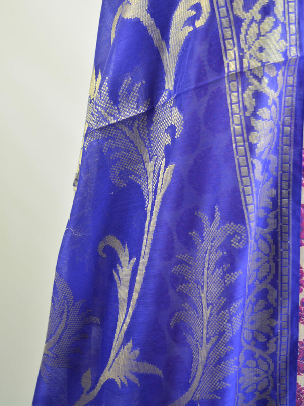 Banarasee Pure Chiffon Salwar Kameez Fabric With Art Silk Dupatta-Off White