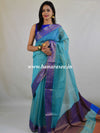Banarasee Cotton Silk Mix Saree With Checks Design & Contrast Border-Blue