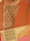 Banarasee Cotton Silk Mix Sari With Zari Border-Rust