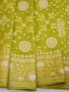 Banarasee Handloom Cotton Silk Bandhini Dyed Sona Rupa Zari Saree-Green