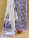 Handloom Mul Cotton Handblock Printed Suit Set-White