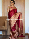 Banarasee Handwoven Semi Silk Saree Broad Zari Border-Maroon