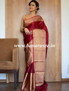 Banarasee Handwoven Semi Silk Saree Broad Zari Border-Maroon