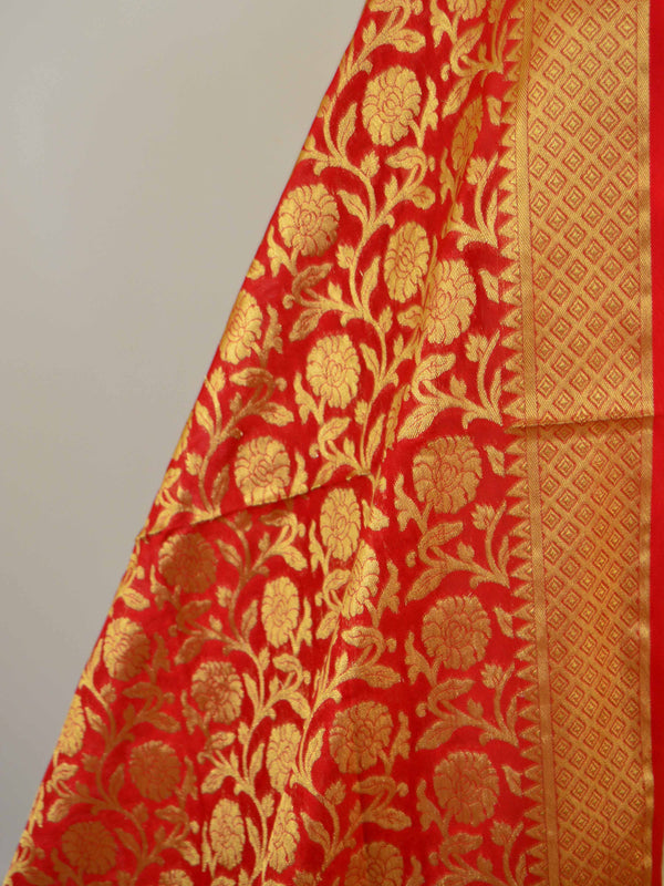 Banarasee Art Silk Dupatta Jaal Design-Red