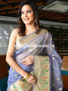 Banarasee Organza Mix Saree With Zari Buti Design & Border-Grey