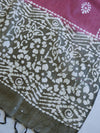 Handloom Khadi Cotton Hand-Dyed Batik Pattern Salwar Kameez Dupatta Set-Green & Purple