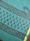 Kota Doria Block Printed Salwar Kameez Dupatta Set-Teal