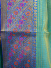 Banarasee Cotton Silk Mix Saree With Checks Design & Contrast Border-Blue