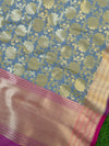 Banarasee Art Silk Dupatta Floral Jaal Design-Grey