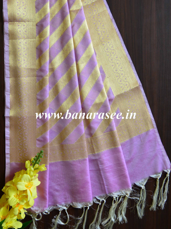 Banarasee Art Silk Dupatta Stripes Design-Purple