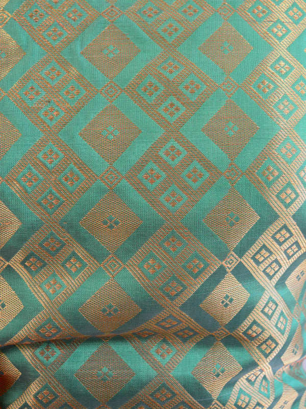 Banarasee Art Silk  Salwar Kameez Fabric With Contrast Dupatta-Green