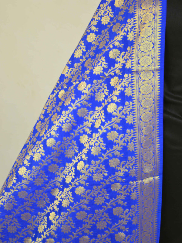 Art Silk Dupatta With Jaal Design-Royal Blue