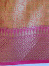 Banarasee Organza Mix Saree With Antique Zari Buta Border-Orange