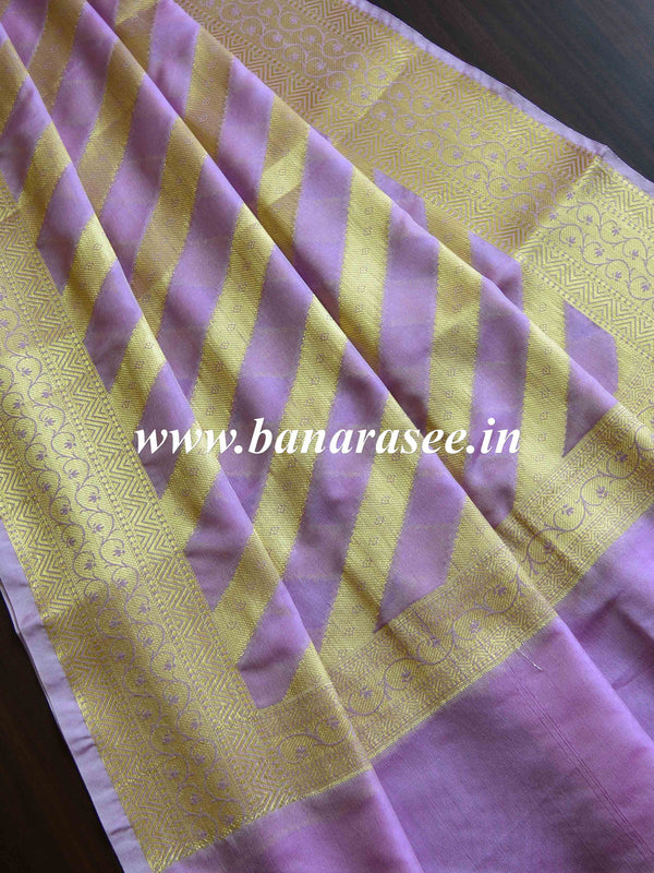 Banarasee Art Silk Dupatta Stripes Design-Purple