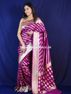 Banarasee Faux Georgette Saree With Zari Stripes Design & Floral Border-Magenta